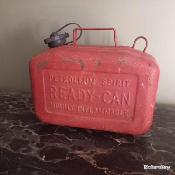 ancien bidon en m�tal  " READY  CAN "    petroleum spirit   1950