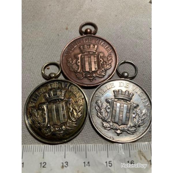 VICHY : 3 m�dailles de tir vers 1883 non attribu�es