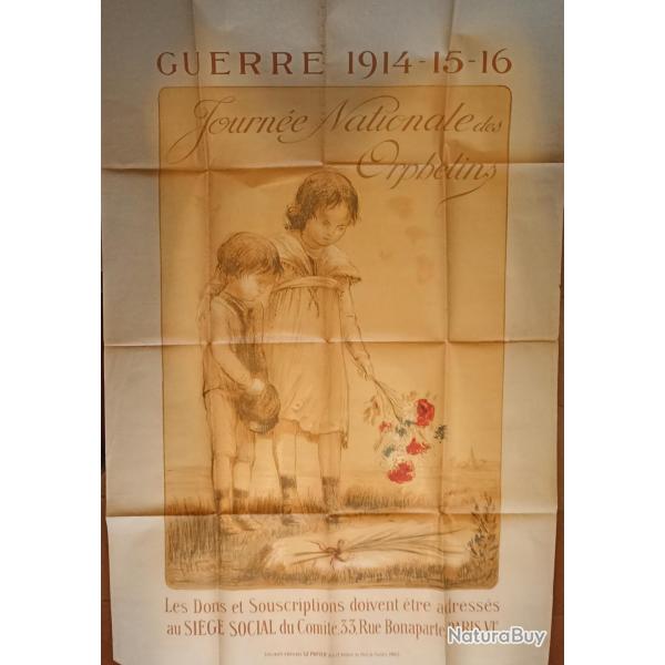 RARE Affiche original guerre 1914 1915 1916 journ�e WW1