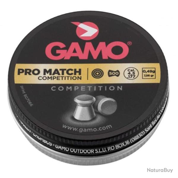 BO�TE DE 500 PLOMBS GAMO PRO MATCH COMPETITION - CALIBRE 4.5MM