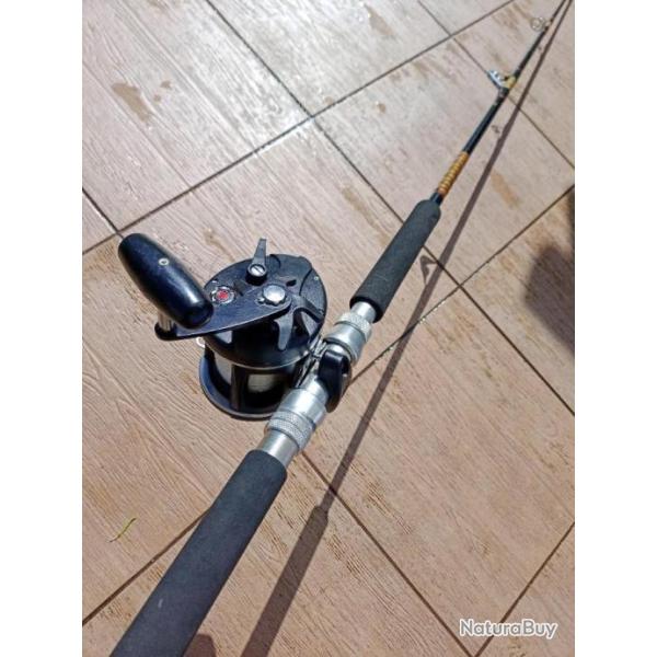 MOULINET PENN 340 GTI  AVEC SA CANNE  BROWNING WHALE 30 .  BEL  ETAT  ET  FONCTIONNEL . PETIT PRIX .