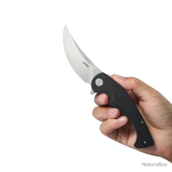 Couteau Kubey Scimitar Black Manche G10 Lame Acier 14C28N Beadblast IKBS Linerlock Clip KUB173K