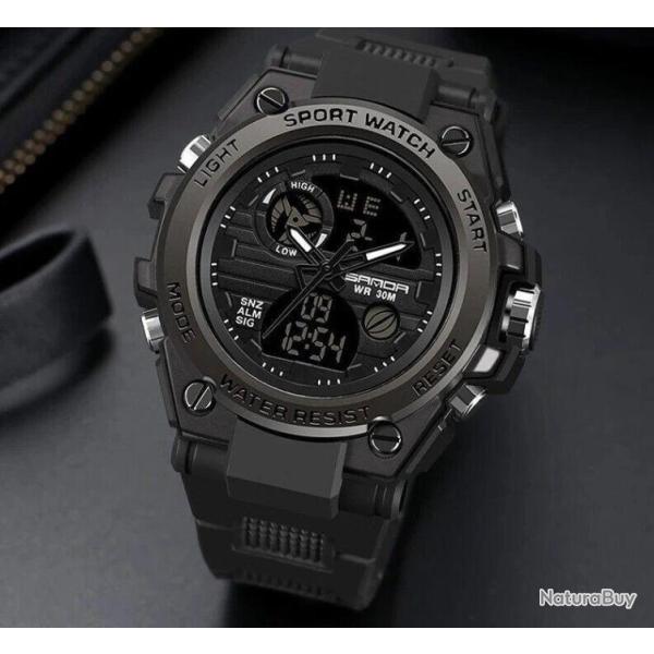 Montre - Bracelet Digital Num�rique - Militaire - �lectronique et �tanche Noir LIVRAISON GRATUITE