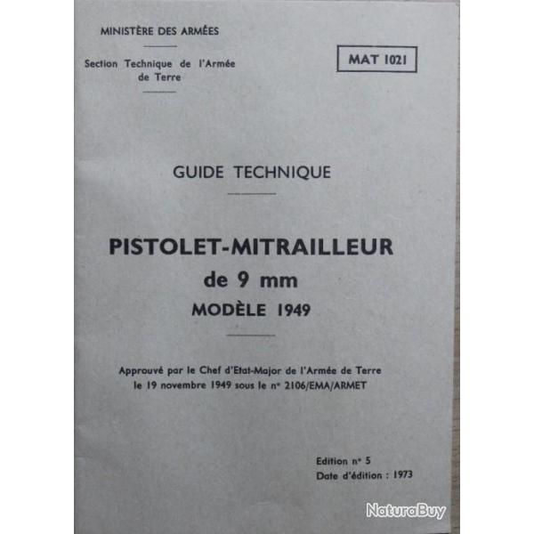 Guide technique Pistolet Mitrailleur de 9 mm Mle 1949