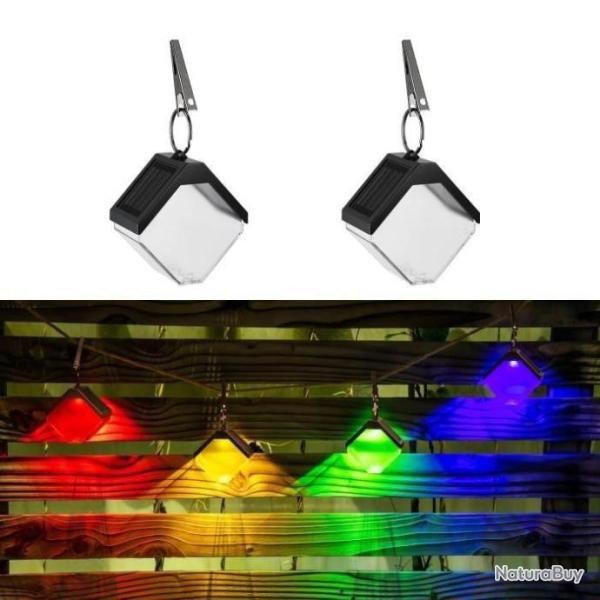 2 Lampes Solaire Ext�rieur Jardin �clairage Chaud + Couleur RVB �tanche IP65