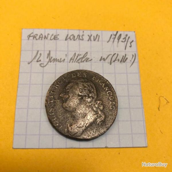 FRANCE - 1793 a 1795 -12 Deniers - LOUIS XVI - ATELIER W (Lille)