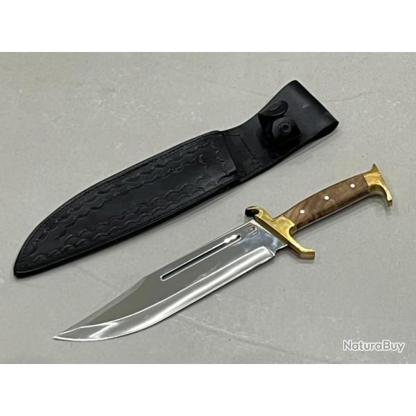 Couteau 38.5cm forg� LLF s�rie CHASSE garde en laiton