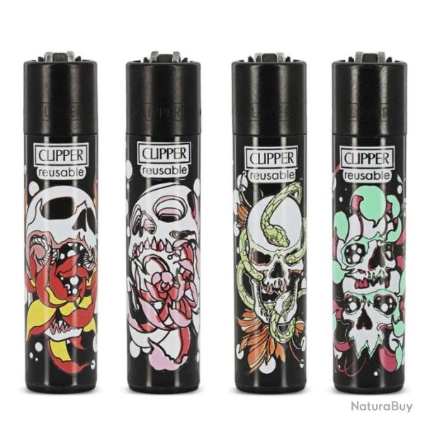 Lot de 8 briquets Clipper Skull n Flowers