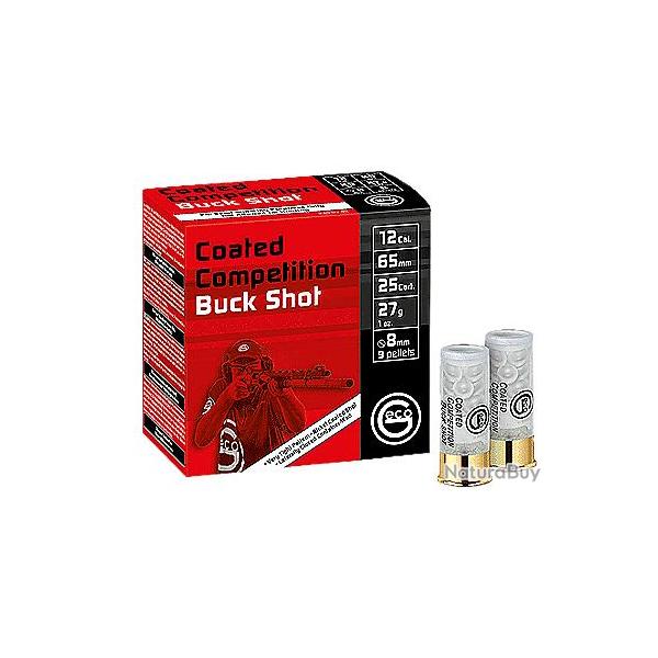 25 cartouches Geco Coated Competition Buck Shot ( chevrotine 9gr)