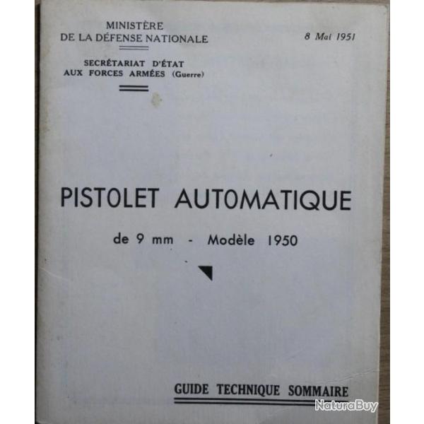 Guide technique sommaire du Pistolet automatique de 9 mm - Mle 1950