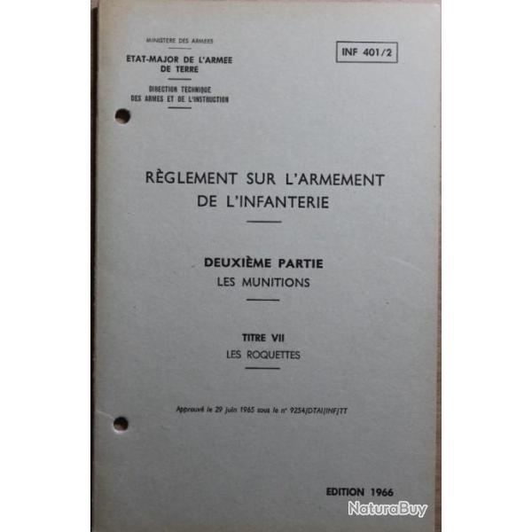 Rglement sur l'armement de l'infanterie - 2eme Partie - Les munitions Titre VII  Les Roquettes