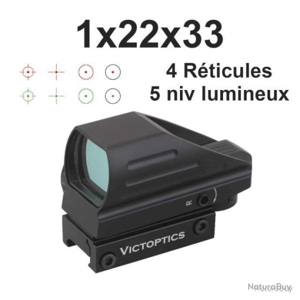 VISEUR POINT ROUGE 1x22x33 - RDSL03 VICTOPTICS - ANTICHOC - R�TICULES LUMINEUX - LIVRAISON GRATUITE