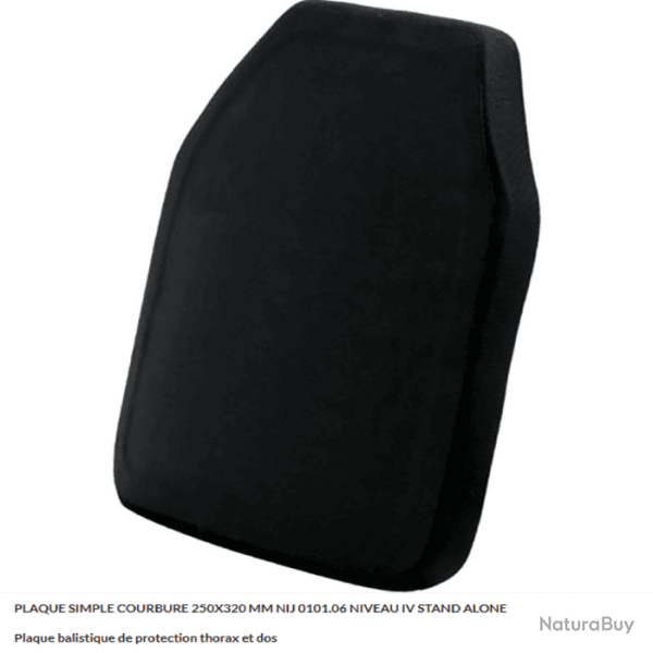 Plaque Balistique STAND ALONE Niveau NIJ IV / Fabriqu en France