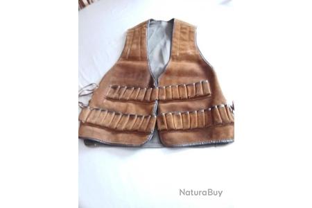 Gilet Cartouchière De Chasse En Cuir – État Quasi Neuf – Pratique Et Robuste