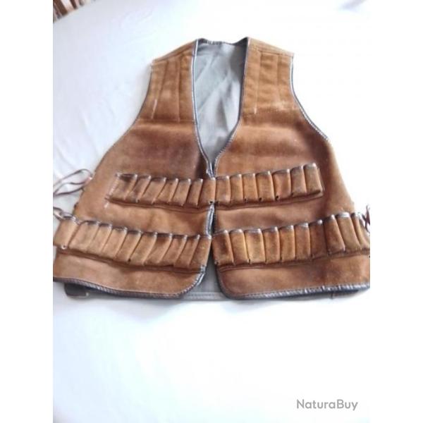GILET CARTOUCHIERE DE CHASSE DAIM