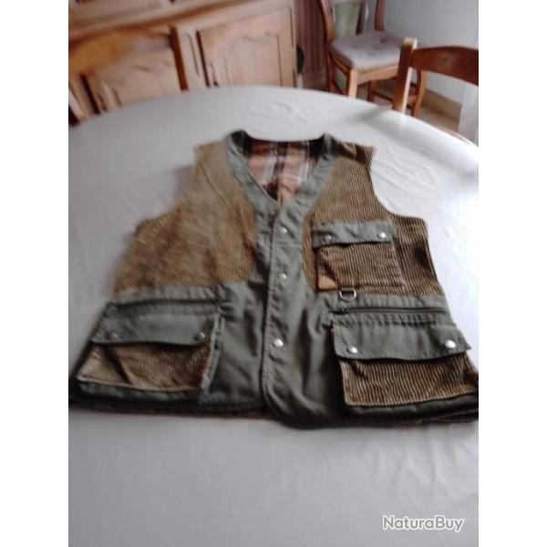 GILET DE CHASSE CARNIERS VELOURS ET TISSU