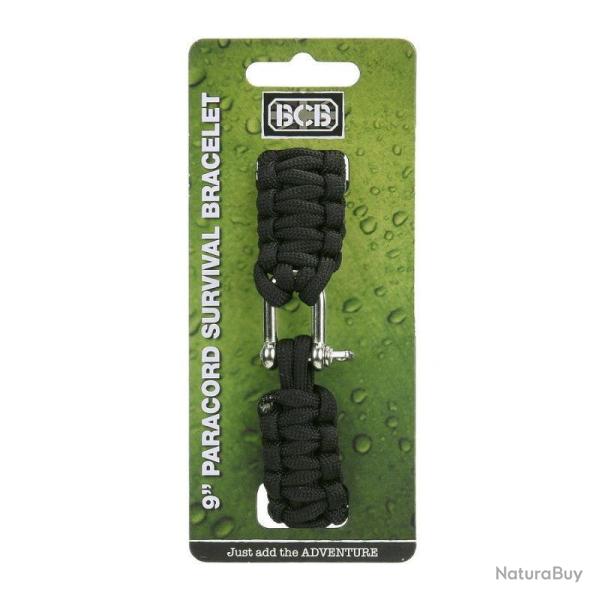 Bracelet paracorde avec manille m�tal BCB noir