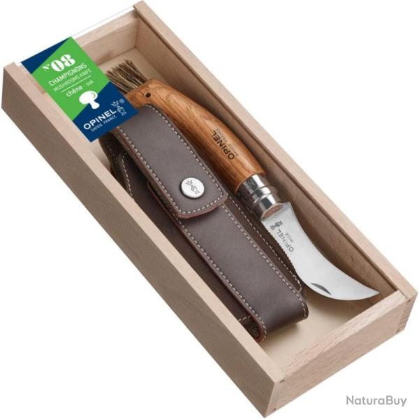 Coffret couteau Opinel N8 Champignon Chne + tui