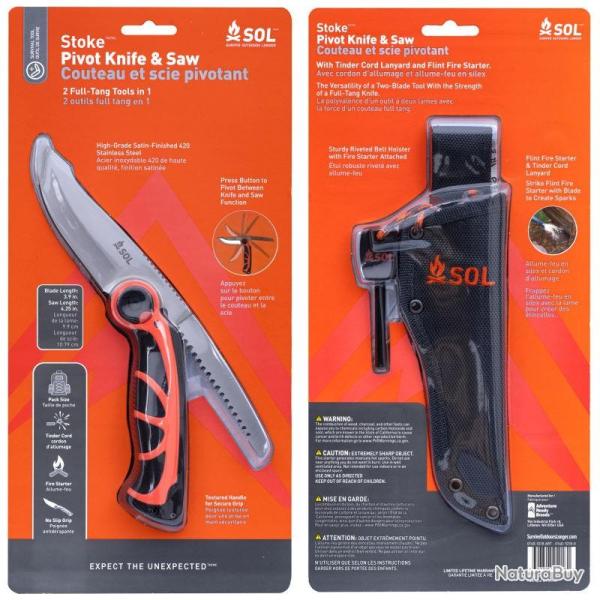 Couteau de survie SOL Stoke Pivot Knife & Saw