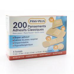 Pansements adh&eacute;sifs classiques Pans-Plus (lot de 200)