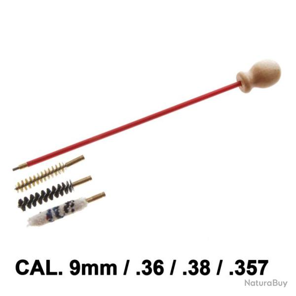 Kit nettoyage arme de poing calibre 9mm / .36 / .38 / .357