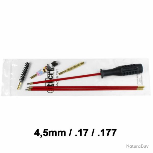 Kit nettoyage carabine 3 brins + 3 couvillons cal.4,5 / .17
