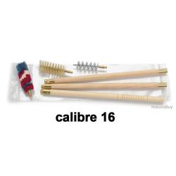 Kit nettoyage fusil 3 brins bois + 3 &eacute;couvillons .16