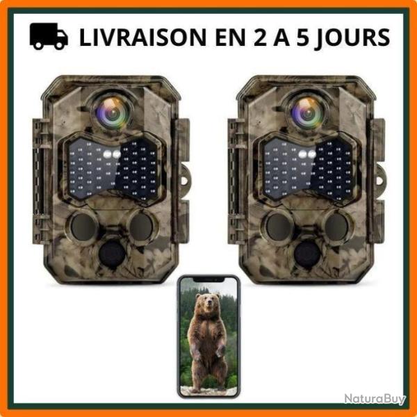 Pack de 2 cam�ras de chasse 4KUHD 48MP Wifi - 45 LED - For�t - Livraison gratuite