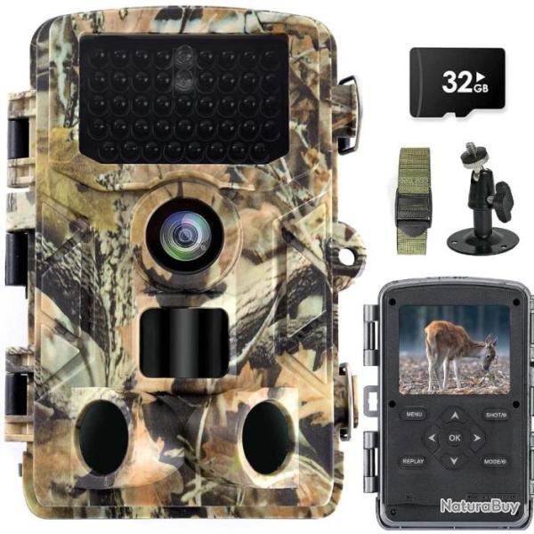 Camera de Chasse Nocturne 50MP 4K Infrarouge Nocturne Animaux Pi�ge Photographique LCD 2,0" �tanche