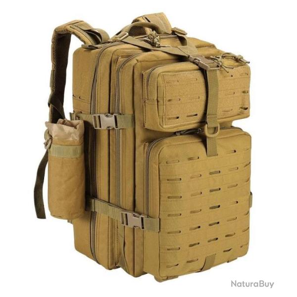 Sac � Dos Militaire Tactique 45L Porte-bouteille P�che Camping Escalade Chasse Randonn�e Kaki