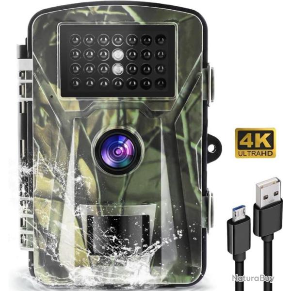 Camera de Chasse 36MP 4K Nocturne Infrarouge �tanche IP65 Pi�ge Photographique 850nm IR LED 120�