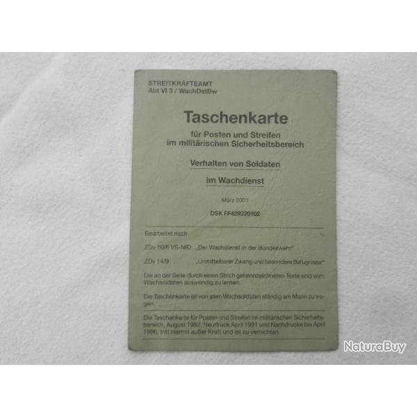 Taschenkarte -  guide de poche  militaire allemand pour patrouiller