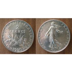 France 2 Francs 1920 Semeuse Piece Argent Franc Europe  Frcs Frc Frs