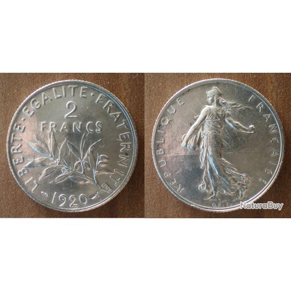 France 2 Francs 1920 Semeuse Piece Argent Franc Europe  Frcs Frc Frs