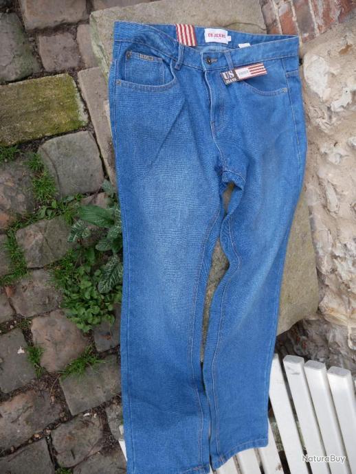 Jeans US Taille XL Homme - Coupe Droite, Couleur Bleu, Occasion Très Bon état, Fermeture Zip