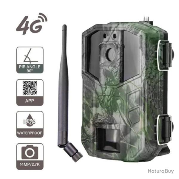 Cam�ra de chasse �tanche  vision nocturne infrarouge PIR 14MP 4G  suivi ext�rieure, pi�ge photo