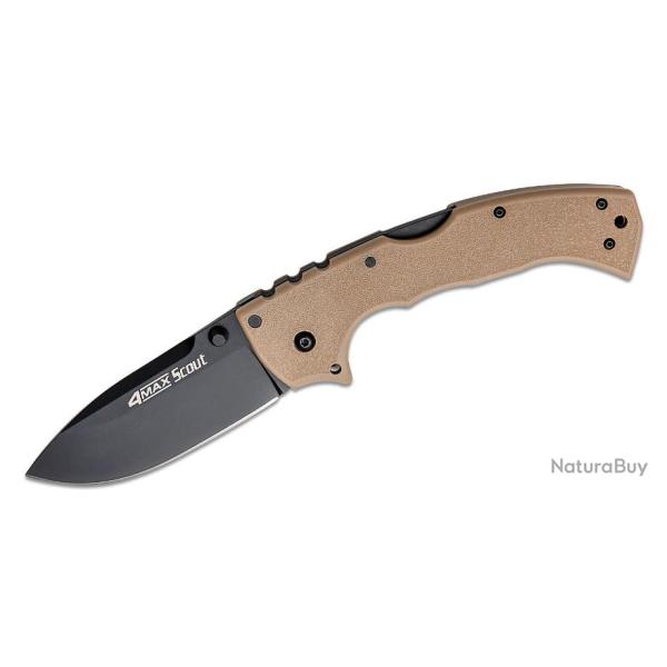 Couteau Cold Steel 4-Max Scout Desert Tan Lame Acier AUS-10A Blk Manche Griv-Ex Lockback CS62RQDTBK