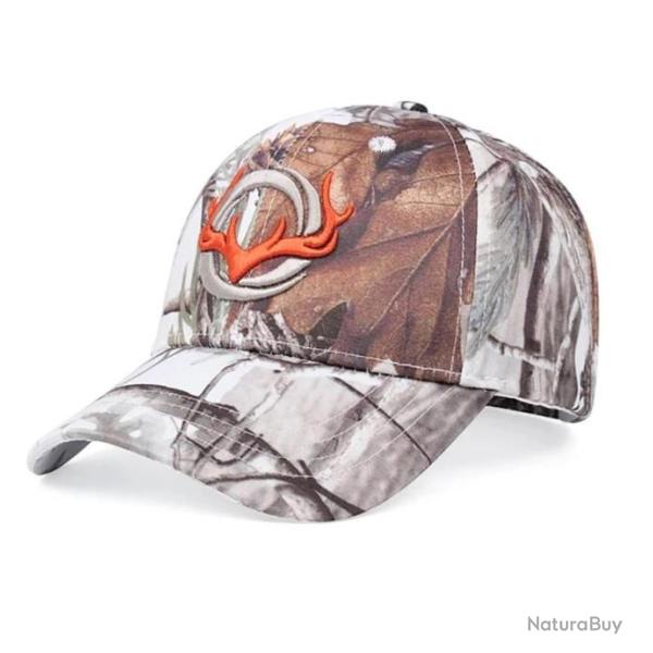 Casquette de chasse avec Bois de Cerf brod� coloris camo Blanc