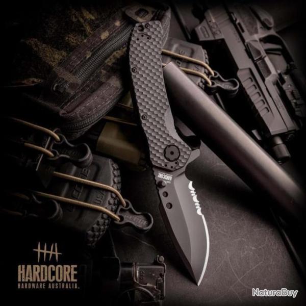 Couteau Halfbreed Blades MILSPEC Lame Acier S30VN Drop Point Combo Edge Manche G10 HBBMILF02PS