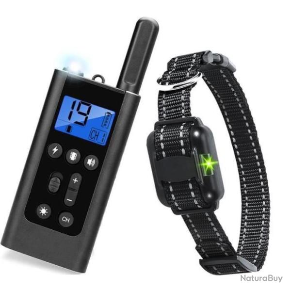 Collier anti aboiement dressage Chien Rechargeable tanche 800m Bip Lumire