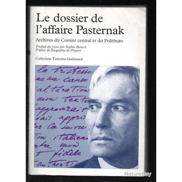 le dossier de l'affaire pasternak archives du comit� central au poliburo