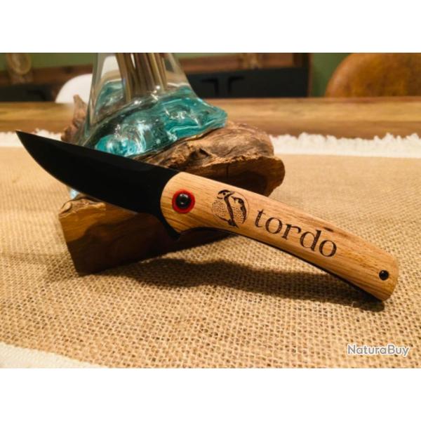 Couteau lame noire pliante Grive Tordo