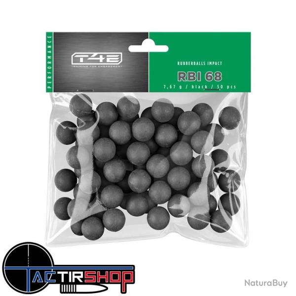 Billes Caoutchouc T4E NOYAU ACIER Cal68 par 50
