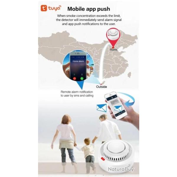3 x D�tecteur de fum�e 85db wifi int�gr�e avec application intelligente ! Lot de 3
