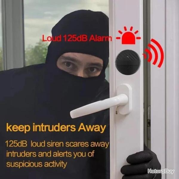 3x Capteur de vibration sans fil pour porte et fentre, alarme ! 125 db dispo en noir ou blanc x3