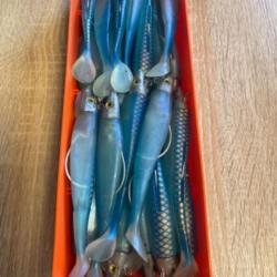 Leurre souple monté Delalande bleu 11cm 15gr