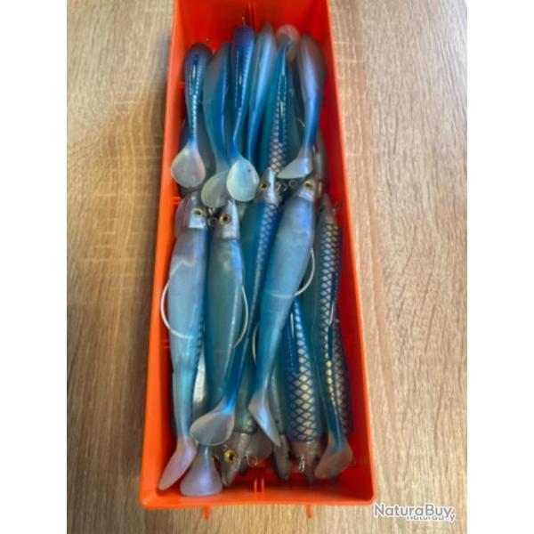 Leurre souple mont� Delalande bleu 11cm 15gr