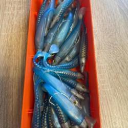 Leurre souple mont&eacute; Delalande bleu 9cm 15gr