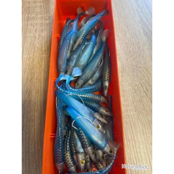 Leurre souple mont� Delalande bleu 9cm 15gr