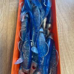 Leurre souple mont&eacute; Delalande bleu swat Shad 11cm 40g